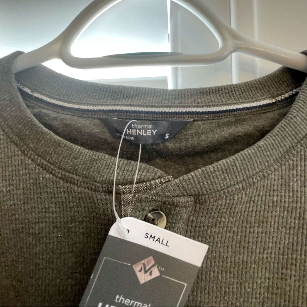 Olive Long Sleeve Henley Shirt - Picture 3 of 6